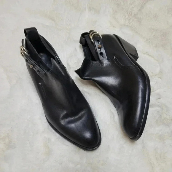 Rag & Bone Sullivan Black Low Heel Bootie 37 Leather Western - Picture 2 of 8